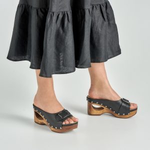 Adeline Black Calf Wood